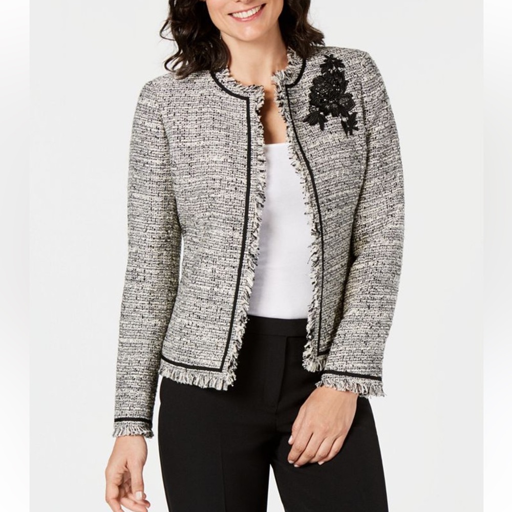 Petite Embellished Tweed Blazer